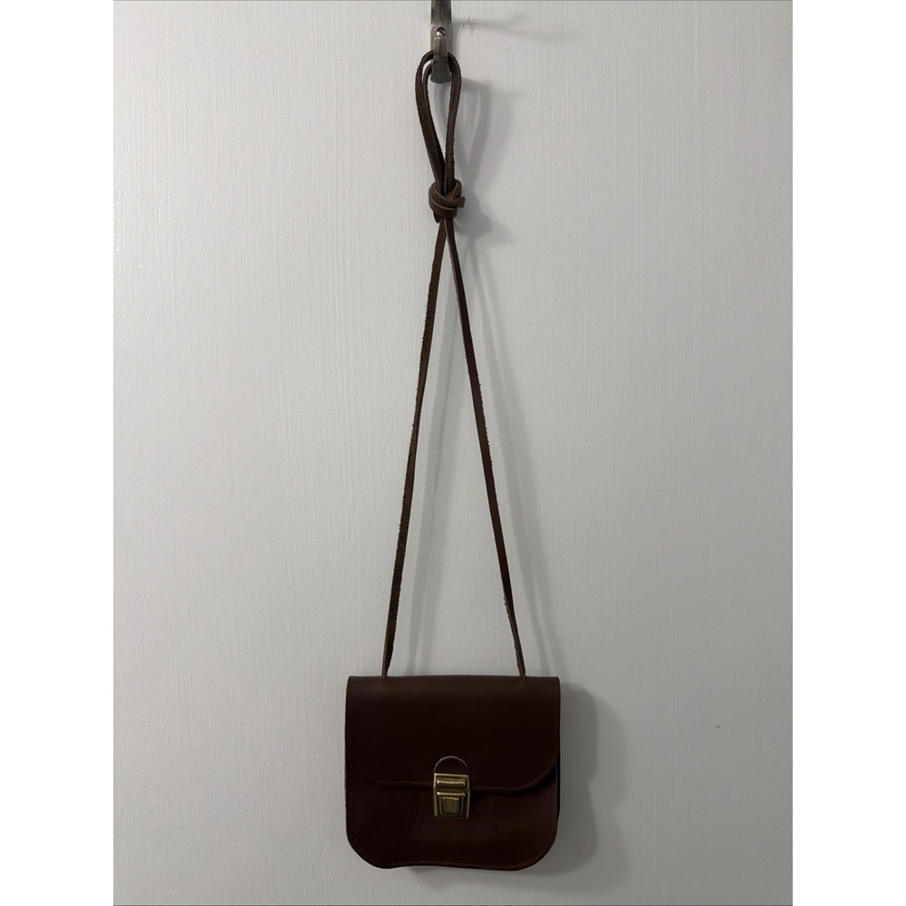 Unbranded Crossbody Bag Women Small Brown Excellent Italy Leather Minimalist